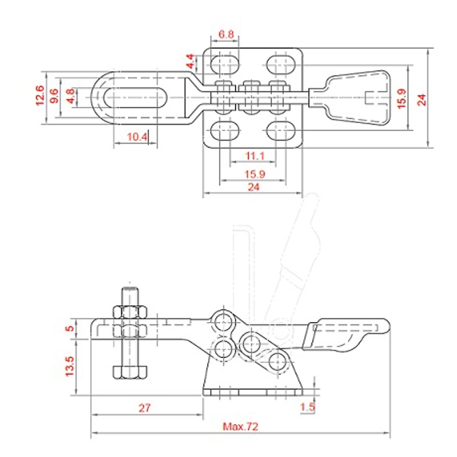 Vendita online Bloccaggio orizzontale base piatta braccio alto 20 Kg.